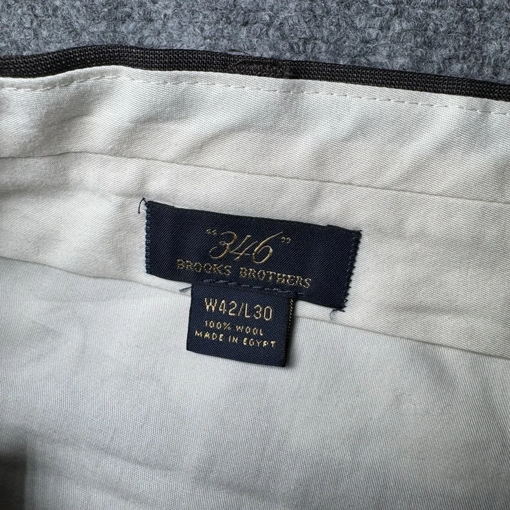 Brooks Brothers 346 Solid Dark Brown Dress Pants 100% Wool Men Fit 38x30